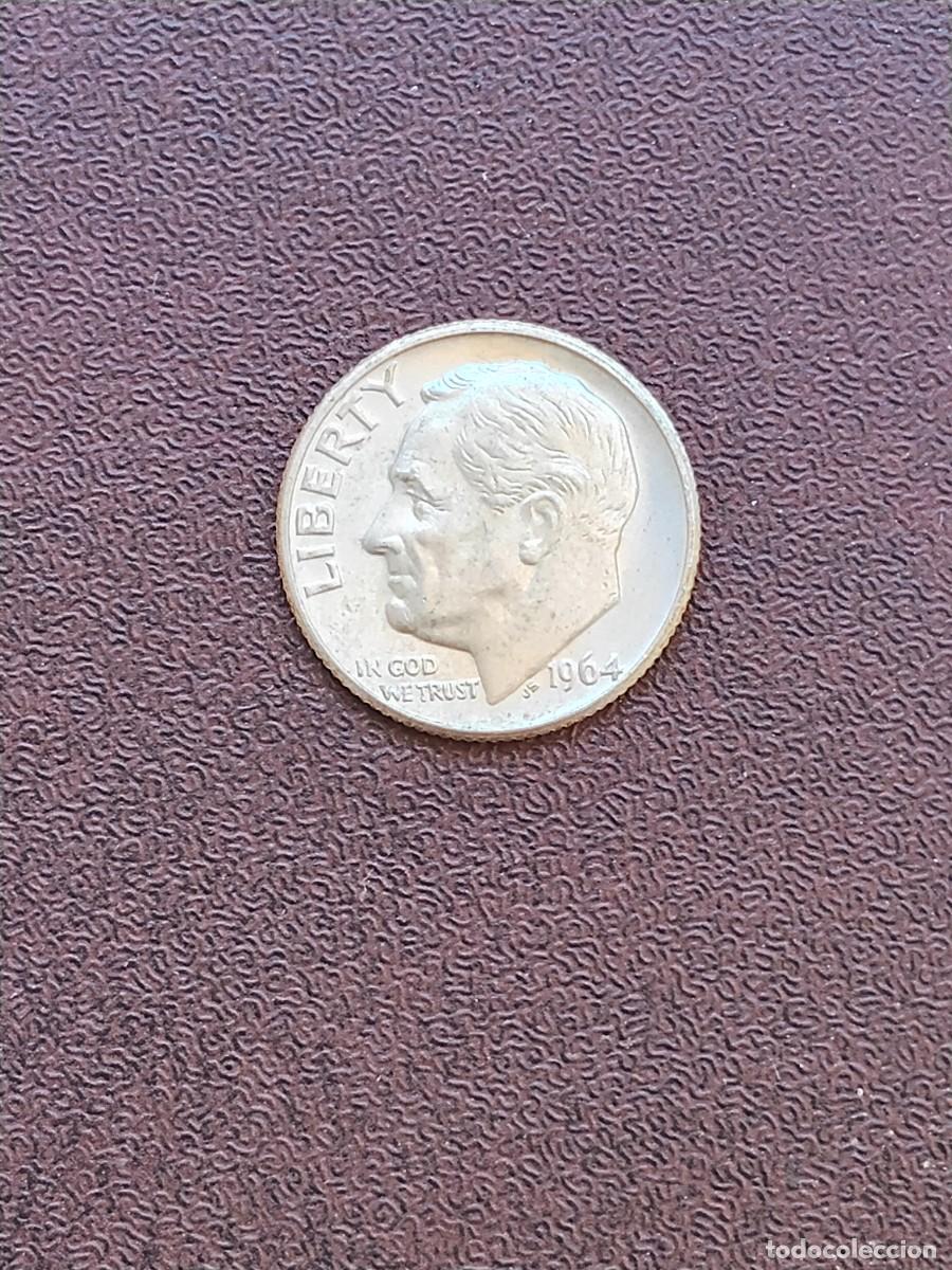 Monedas antiguas de Am&eacute;rica: MONEDA DE ONE DIME DE ESTADOS UNIDOS DEL A&Ntilde;O 1964 (CECA D) DE PLATA.