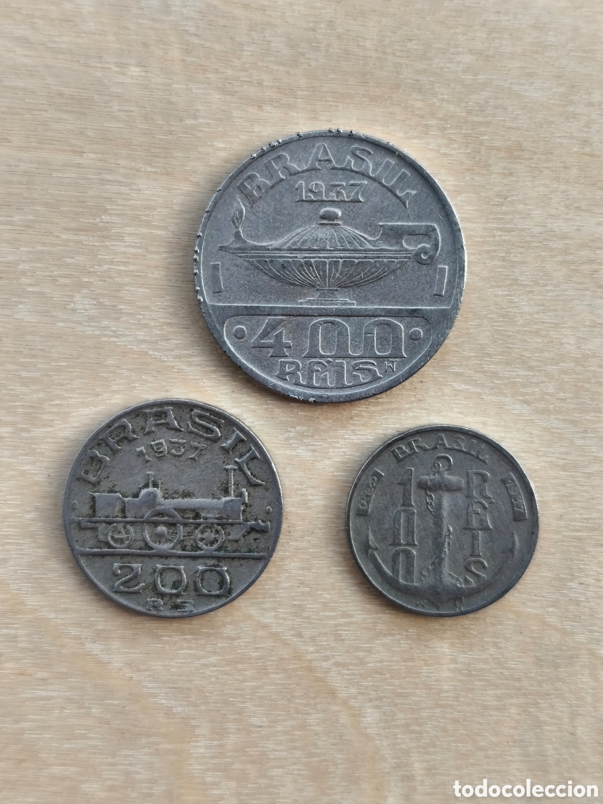 Monedas antiguas de Am&eacute;rica: Lote 3 monedas Brasil 1937 - Foto 2