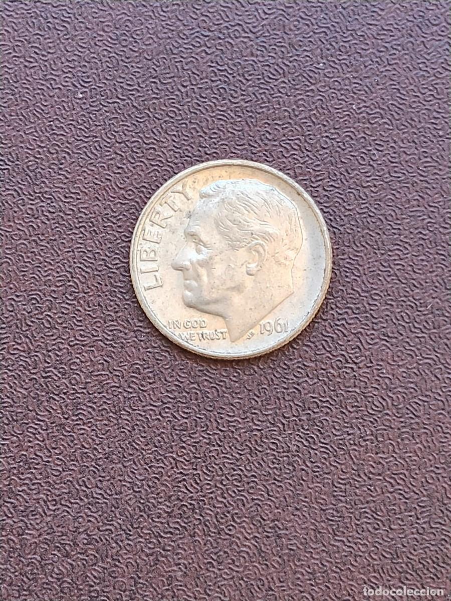 Monedas antiguas de Am&eacute;rica: MONEDA DE ONE DIME DE ESTADOS UNIDOS DEL A&Ntilde;O 1961 (SIN LETRA).DE PLATA.