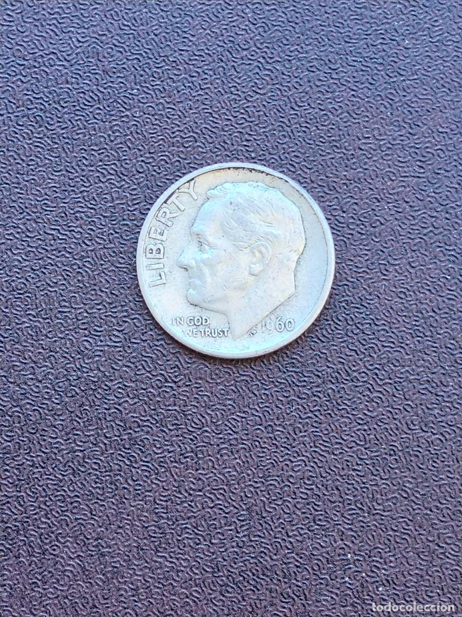 Monedas antiguas de Am&eacute;rica: MONEDA DE ONE DIME DE ESTADOS UNIDOS DEL A&Ntilde;O 1960 (SIN LETRA).DE PLATA.
