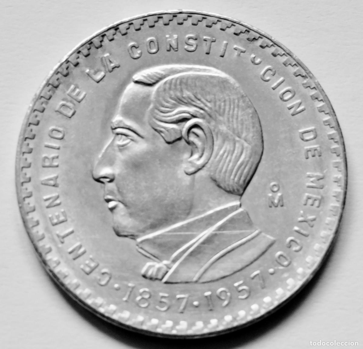 Monedas antiguas de Am&eacute;rica: MEXICO 1 PESO 1957 - CENTENARIO CONSTITUCION. PLATA EXCELENTE