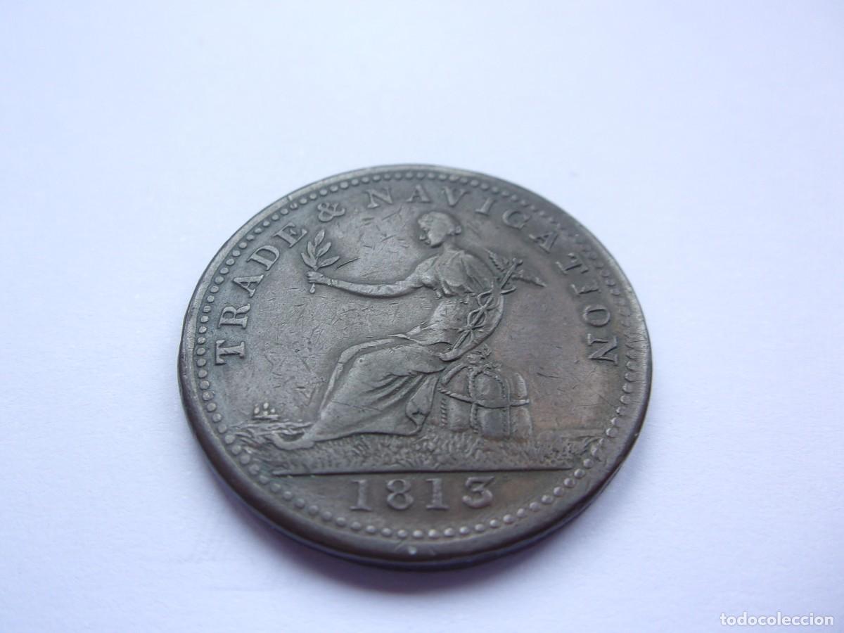 Monedas antiguas de Am&eacute;rica: 30SCL17 Canada Nova Scotia 1813 Trade & Navigation half penny token NS-19B1