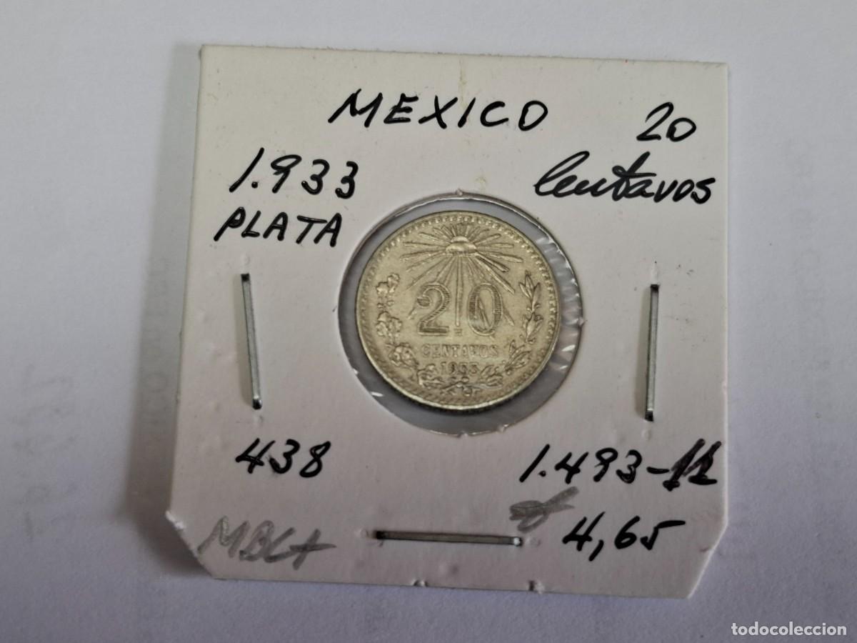 Monedas antiguas de Am&eacute;rica: 20 CENTAVOS de PLATA de 1933 KM 438 MEXICO en MBC+