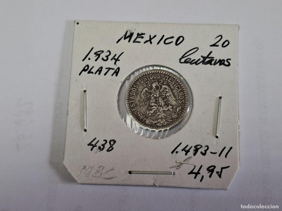 Monedas antiguas de Am&eacute;rica: 20 CENTAVOS de PLATA de 1934 KM 438 MEXICO en MBC