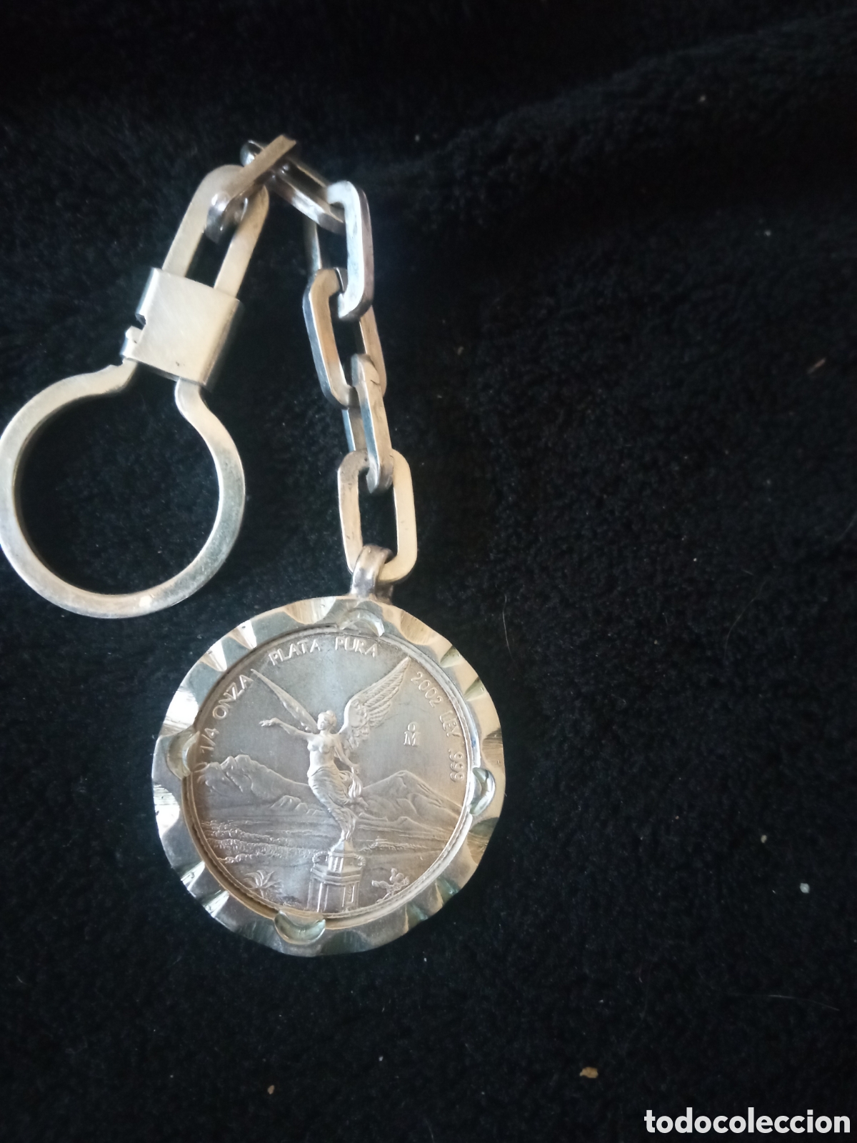 Monedas antiguas de Am&eacute;rica: Llavero con moneda de plata 1/4 de onza de plata pura de 2002 de M&eacute;xico