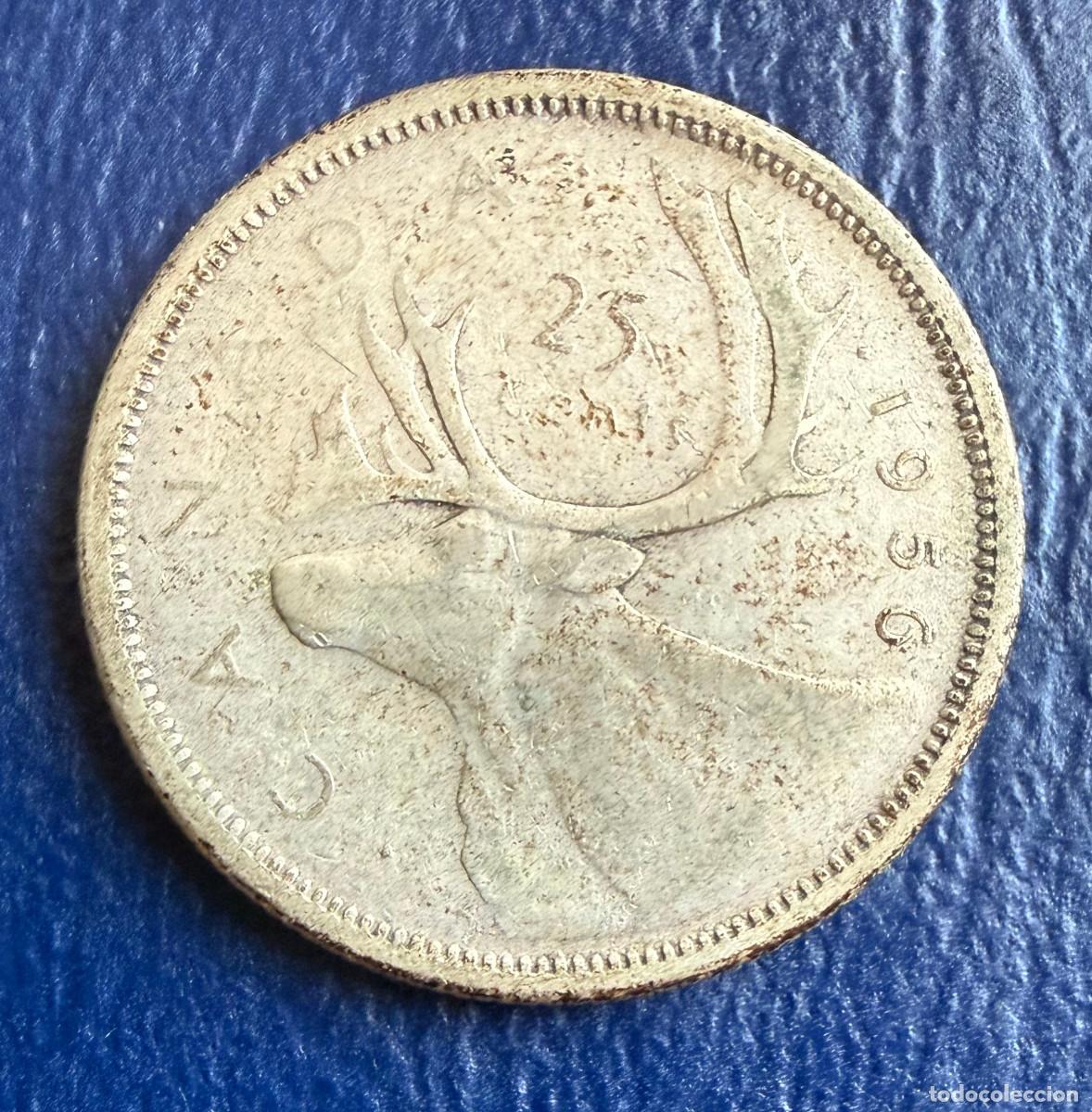 Monedas antiguas de Am&eacute;rica: Canada 25 Centavos 1956