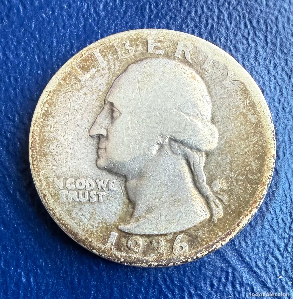 Monedas antiguas de Am&eacute;rica: Moneda 25 centavos USA 1936‑S &ndash; Plata