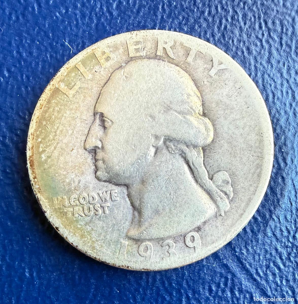 Monedas antiguas de Am&eacute;rica: Moneda 25 centavos USA 1939-S &ndash; Plata
