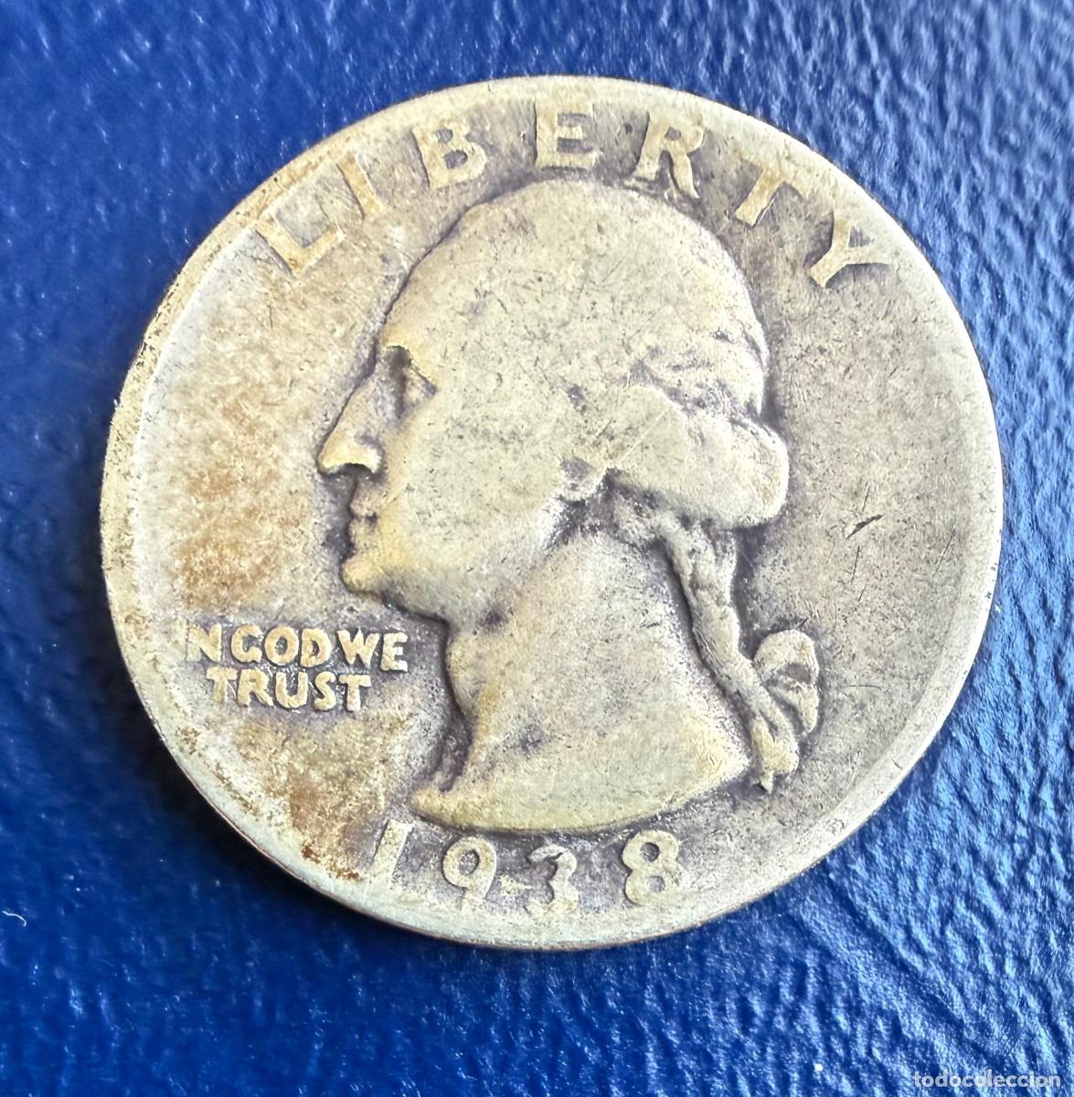 Monedas antiguas de Am&eacute;rica: Moneda 25 centavos USA 1938-S &ndash; Plata
