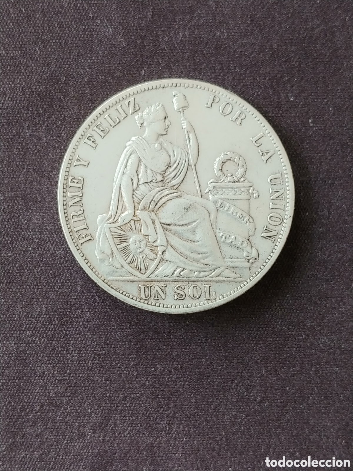 Monedas antiguas de Am&eacute;rica: Per&uacute;, Un Sol 1891 T.F., plata .900 mls.