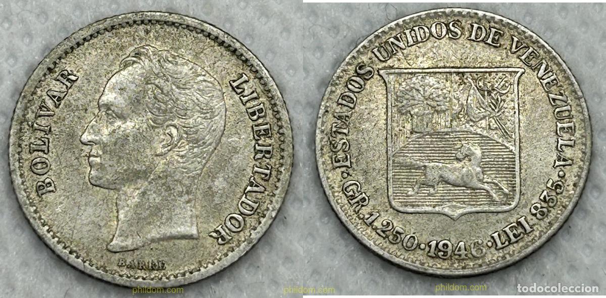 Monedas antiguas de Am&eacute;rica: 3735 VENEZUELA 1946 1/4 BOLIVAR VENEZUELA 1948