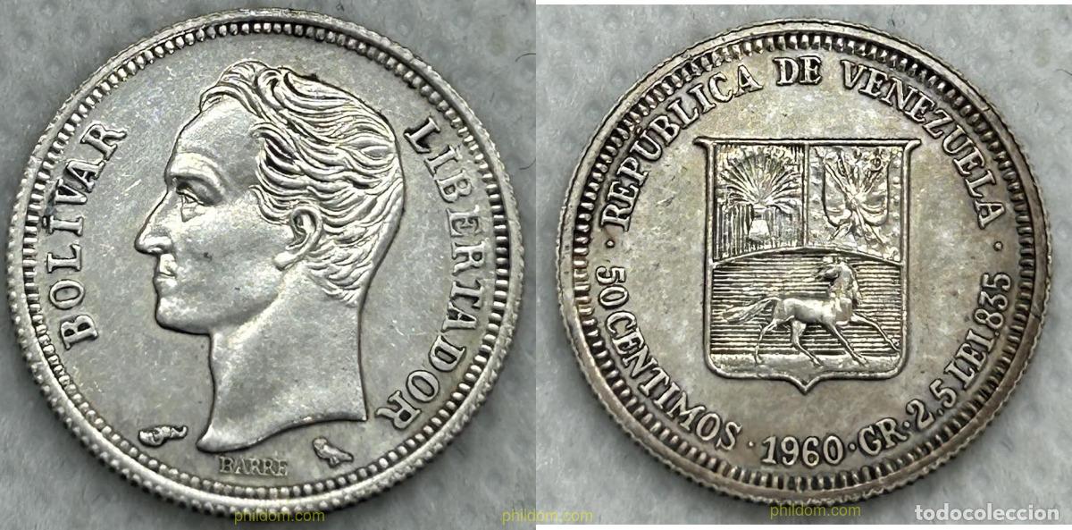Monedas antiguas de Am&eacute;rica: 3741 VENEZUELA 1960 VENEZUELA 50 CENTIMOS BOLIVAR 1960