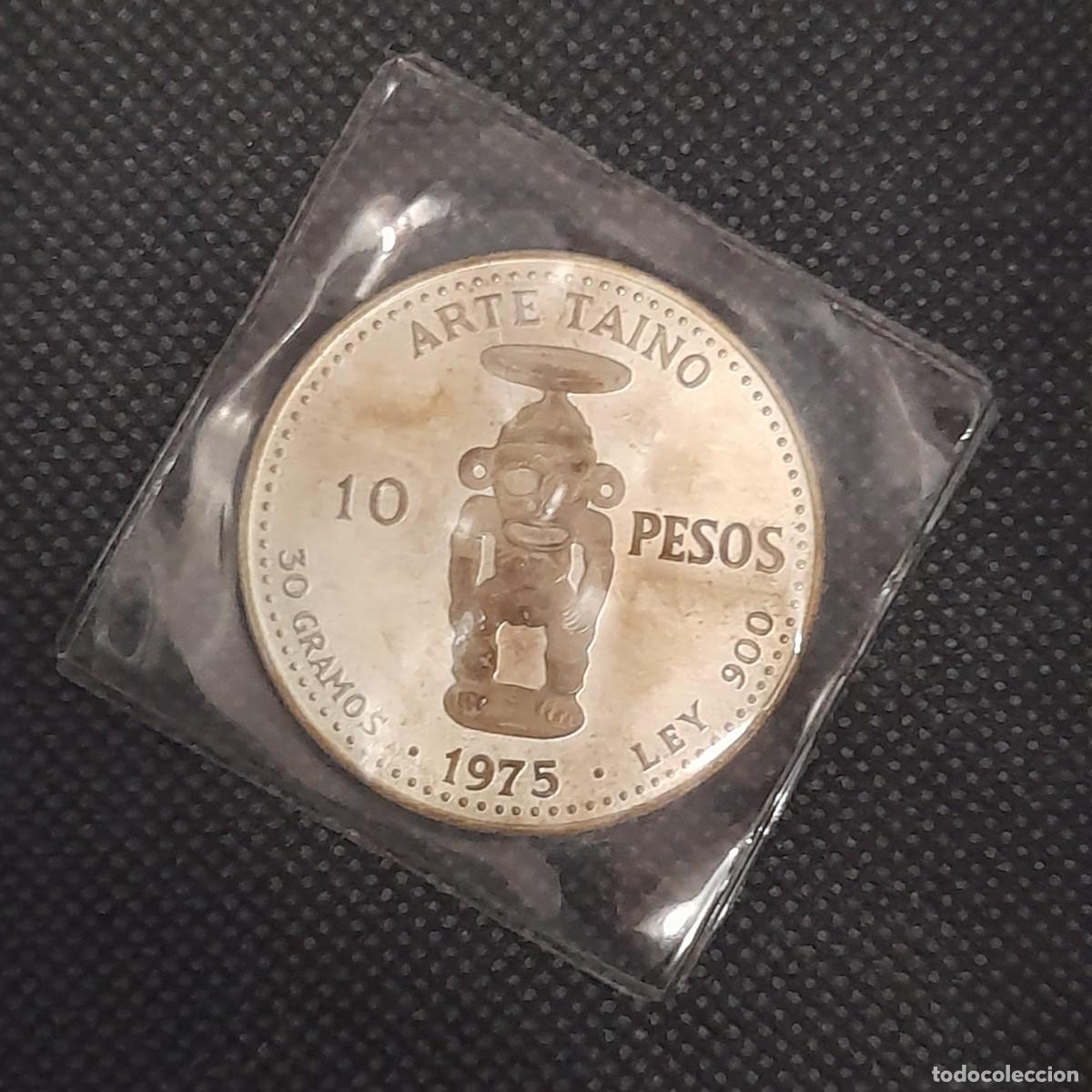 Monedas antiguas de Am&eacute;rica: MONEDA 10 PESOS REPUBLICA DOMINICANA ARTE TAINO 1975 PROOF PLATA PESO 30 gr LEY 900 KM38