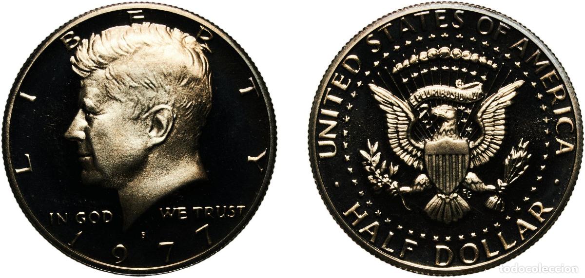 Monedas antiguas de Am&eacute;rica: United States Federal republic 1977 S &frac12; Dollar &rdquo;Kennedy Half Dollar&rdquo; Copper-nickel clad copper (91.