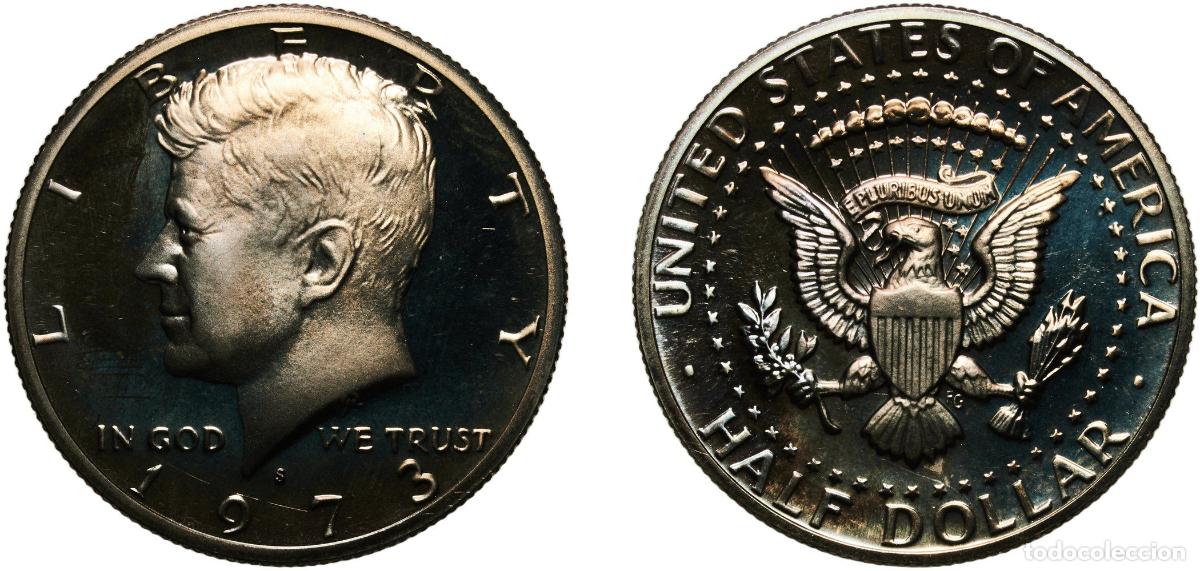 Monedas antiguas de Am&eacute;rica: United States Federal republic 1973 S &frac12; Dollar &rdquo;Kennedy Half Dollar&rdquo; Copper-nickel clad copper (91.