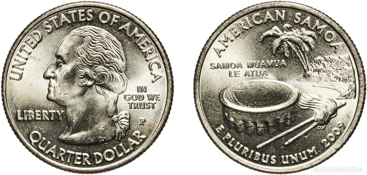 Monedas antiguas de Am&eacute;rica: United States Federal republic 2009 P &frac14; Dollar &rdquo;Washington Quarter&rdquo; (American Samoa) Copper-nickel