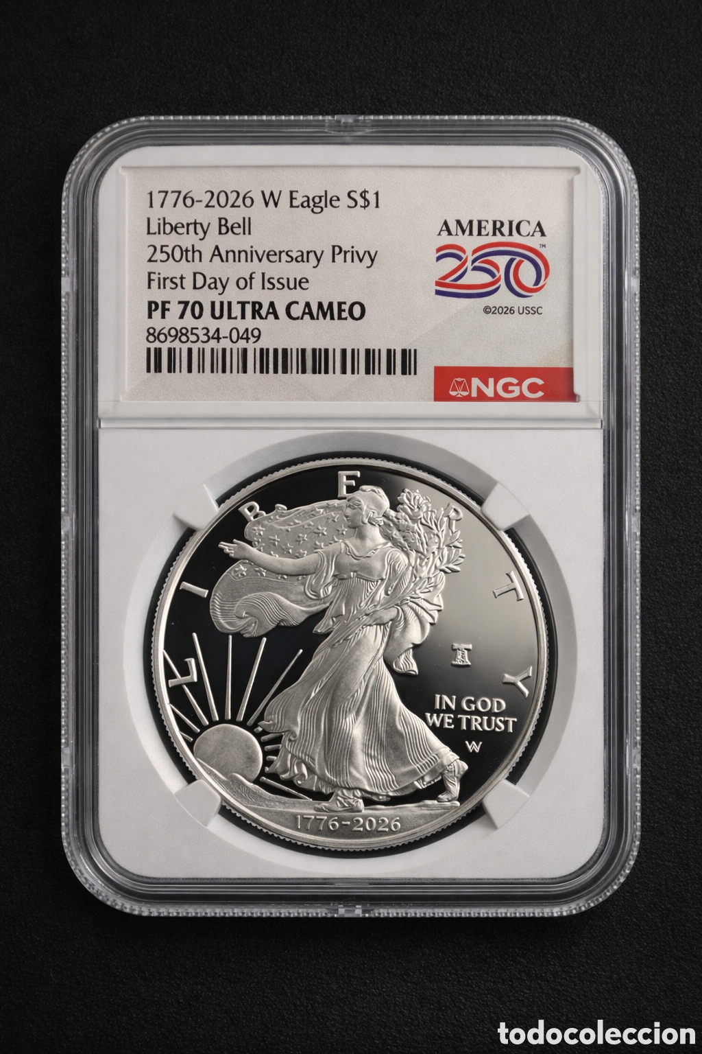 Monnaies anciennes d'Am&eacute;rique: 2026-W AMERICAN SILVER EAGLE LIBERTY BELL PRIVY NGC PF70 ULTRA CAMEO FIRST DAY