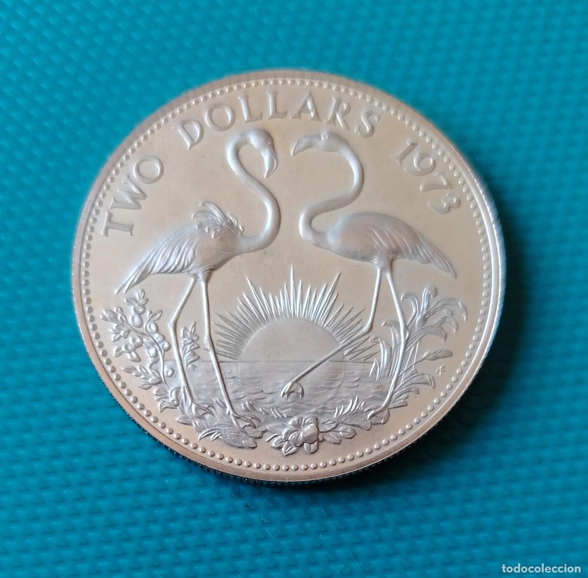 Monedas antiguas de Am&eacute;rica: MONEDA DE BAHAMAS - 2 DOLARES PLATA - 1 OZ ONZA - A&Ntilde;O 1973 ISABEL II - EBC+++ / SC - 5267MOK