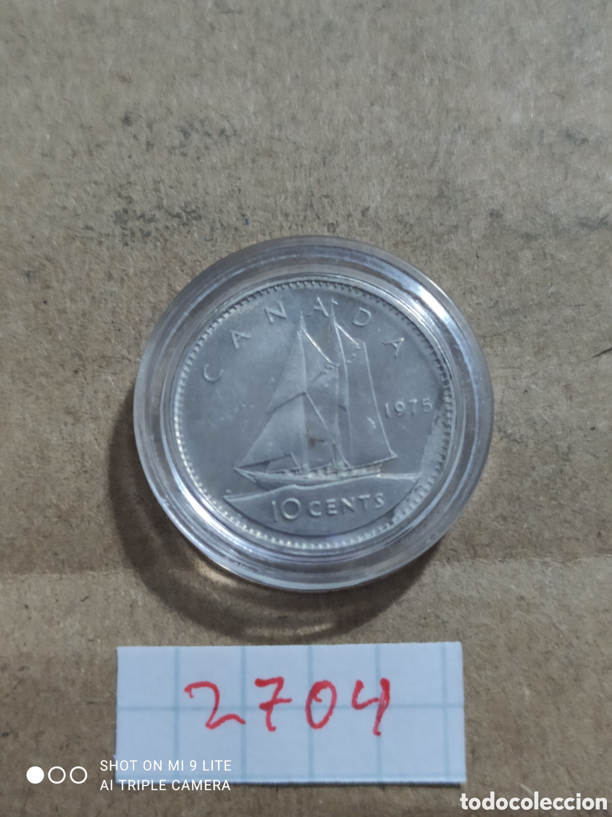 Monedas antiguas de Am&eacute;rica: 10 c&eacute;ntimos Canad&aacute; a&ntilde;o 1975 - Foto 2
