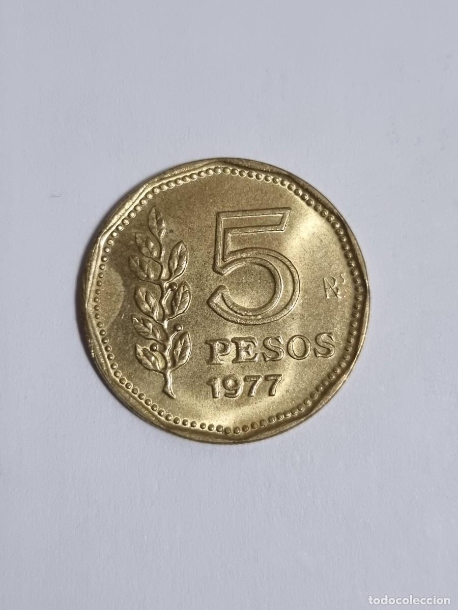 Monedas antiguas de Am&eacute;rica: Moneda Argentina Bicentenario 5 Pesos 1977 Internacional Mundo Coleccionista