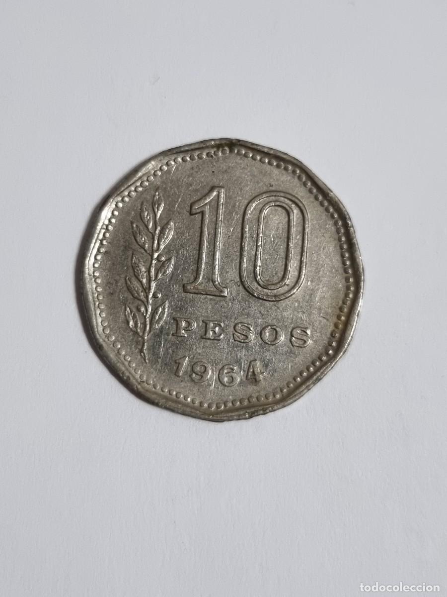 Monedas antiguas de Am&eacute;rica: Antigua Moneda Argentina 10 Pesos 1964 Internacional Mundo Coleccionista