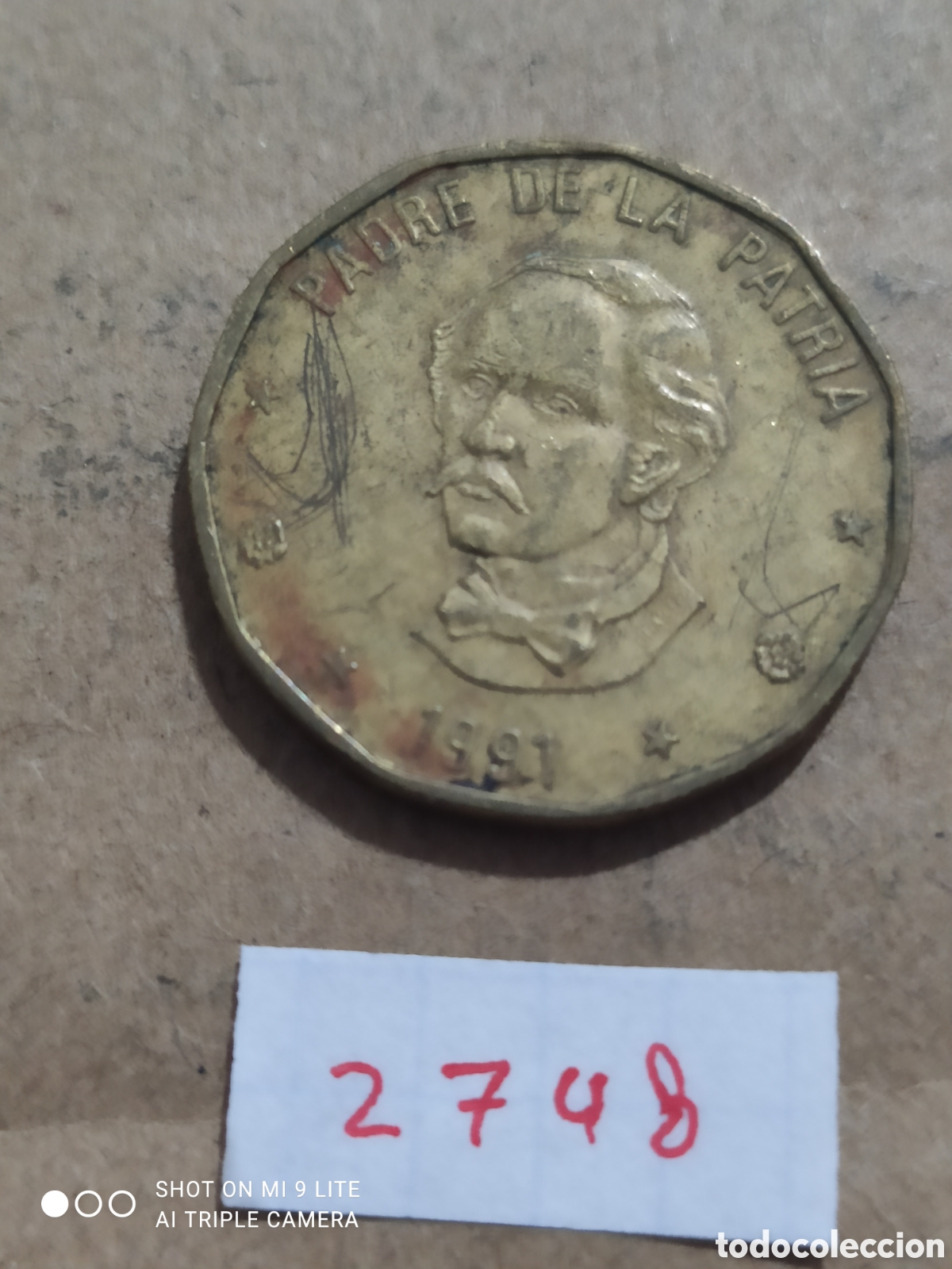 Monedas antiguas de Am&eacute;rica: 1 peso dominicano 1991