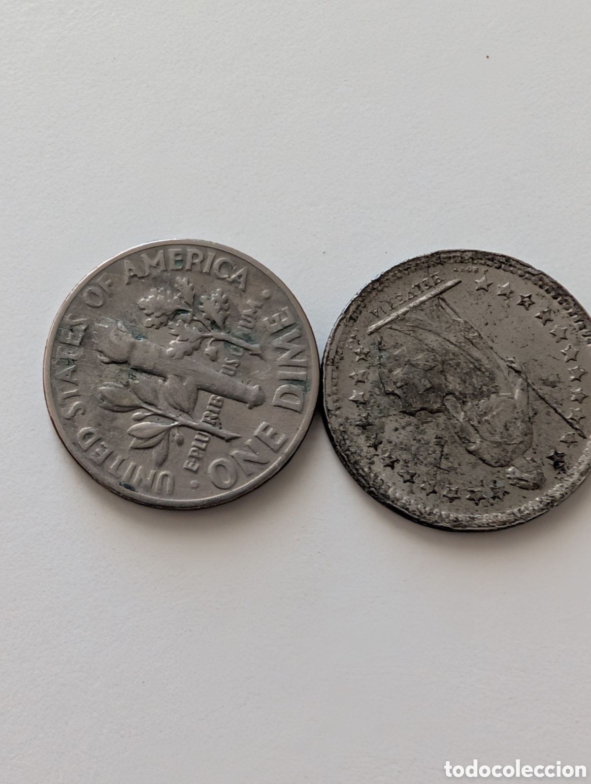 Monedas antiguas de Am&eacute;rica: Lote Numism&aacute;tica: 10 Cents USA 1966 y Medio Franco Suizo 1970