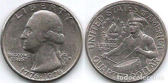 Monedas antiguas de Am&eacute;rica: E.E.U.U. 1976 - CECA D - QUARTER DOLLAR - BICENTENARIO - KM 204 - CIRCULADA (DENVER)