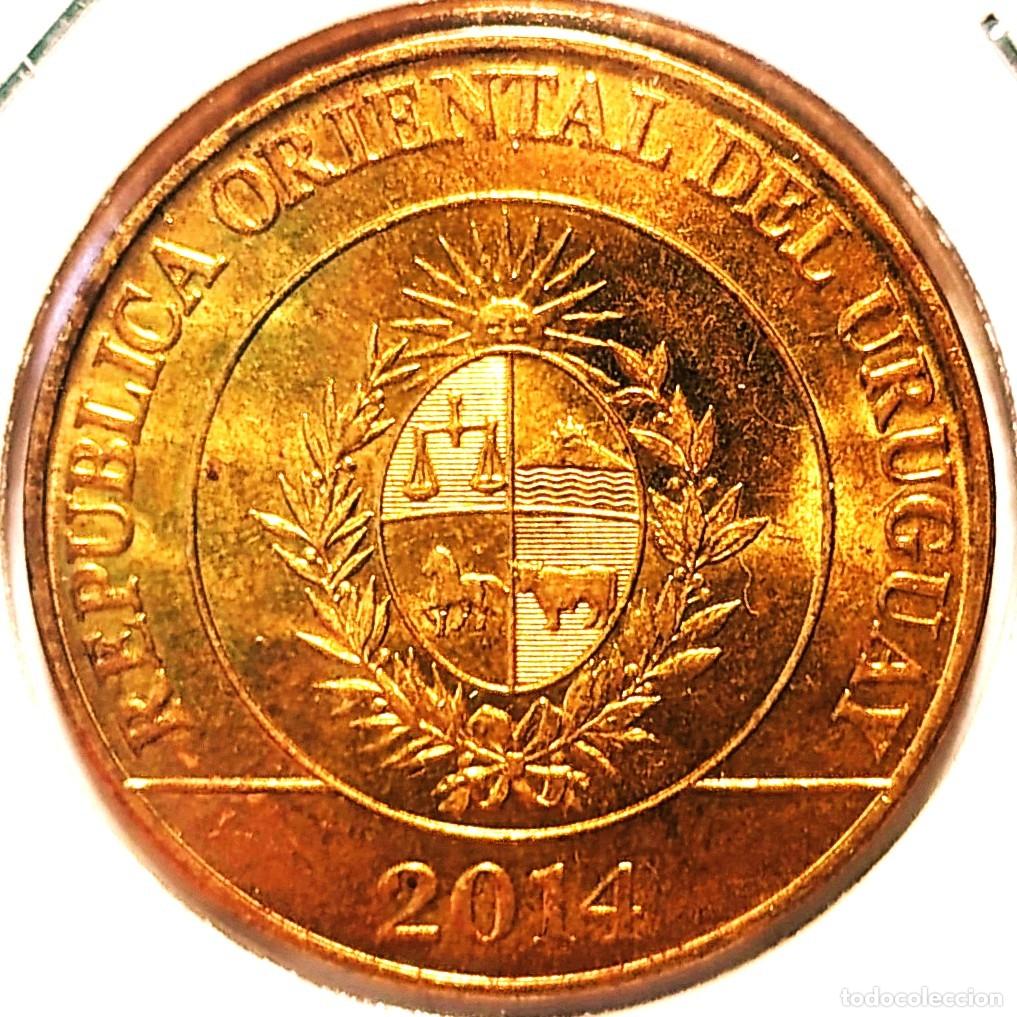 Monedas antiguas de Am&eacute;rica: URUGUAY (1994-) - 5 PESOS 2014 (&Ntilde;ANDU) - PESO URUGUAYO - A - 6,40 GR. ACERO BRONCEADO