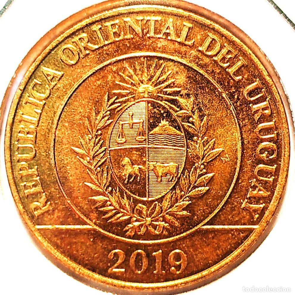 Monedas antiguas de Am&eacute;rica: URUGUAY (1994-) - 5 PESOS 2019 (&Ntilde;ANDU) - PESO URUGUAYO - A - 6,40 GR. ACERO BRONCEADO