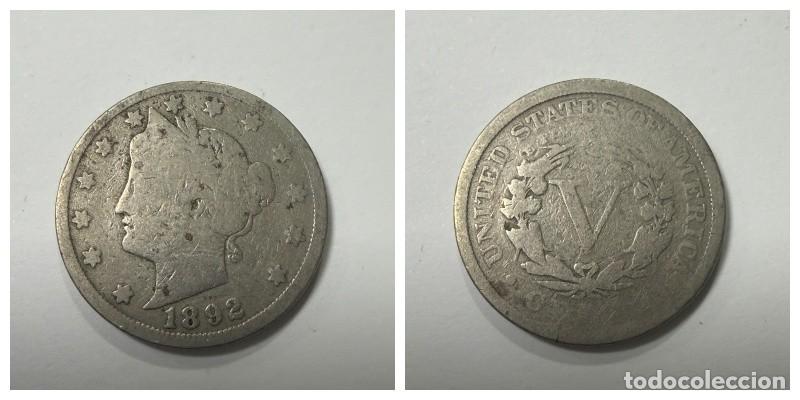Monedas antiguas de Am&eacute;rica: MONEDA. U.S.A. 5 CENTS. 1892. VER FOTOS