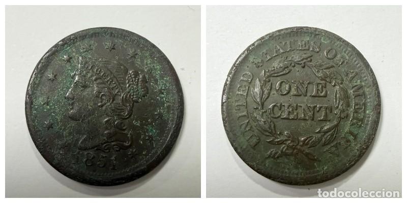 Monedas antiguas de Am&eacute;rica: MONEDA. U.S.A. 1 CENT. 1851. VER FOTOS