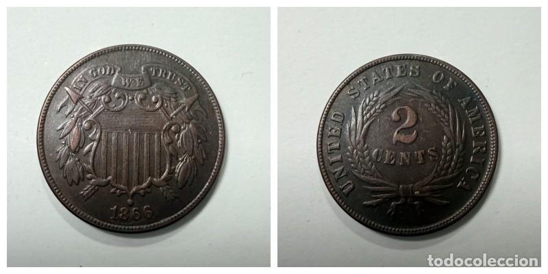 Monedas antiguas de Am&eacute;rica: MONEDA. U.S.A. 2 CENTS. 1866. VER FOTOS