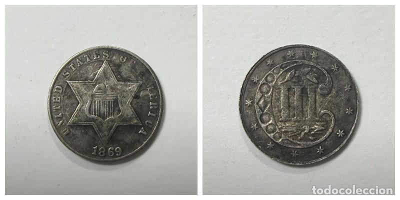 Monedas antiguas de Am&eacute;rica: MONEDA. U.S.A. 3 CENTS. 1869. VER FOTOS