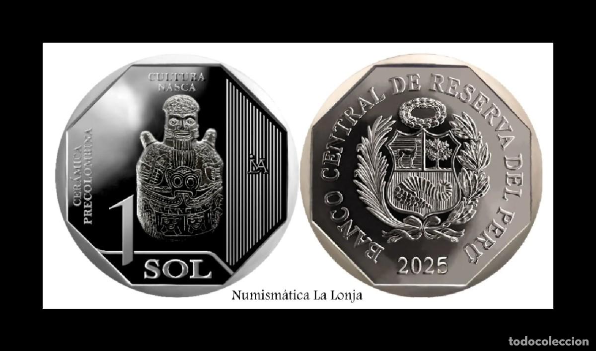Monedas antiguas de Am&eacute;rica: Per&uacute; 1 Sol Conmemorativa Cultura Nasca 2025 Km Nuevo Sc Unc