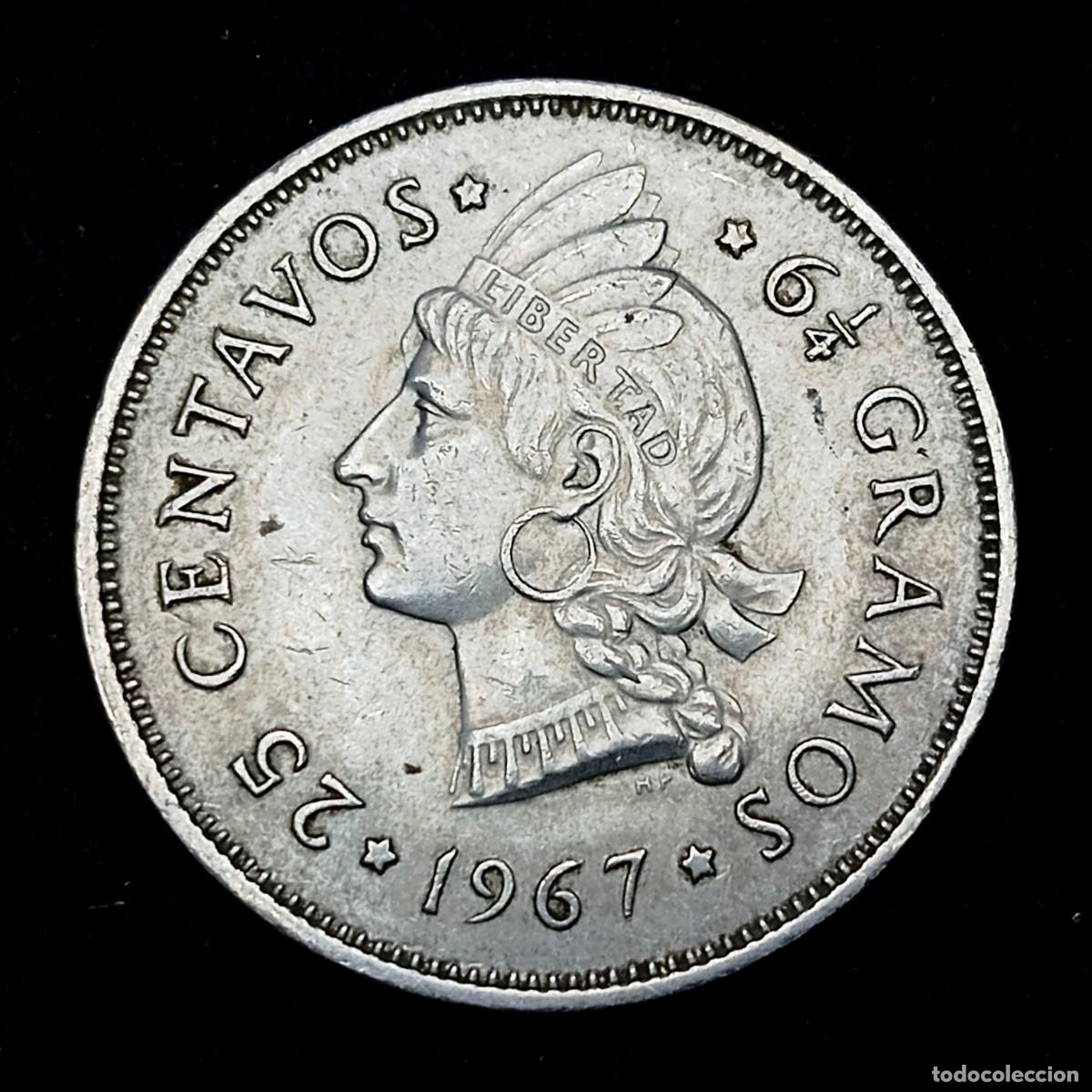 Monedas antiguas de Am&eacute;rica: ⚜️ BBF1 1. Rep&uacute;blica Dominicana. 25 centavos 1967