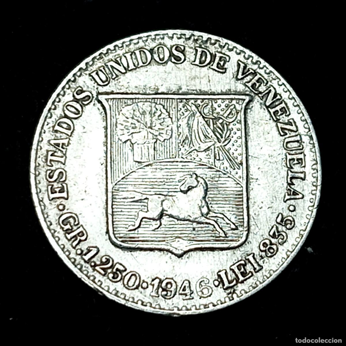 Monedas antiguas de Am&eacute;rica: ⚜️ BBE9 4. Plata. Venezuela. 1/4 Bol&iacute;var 1946