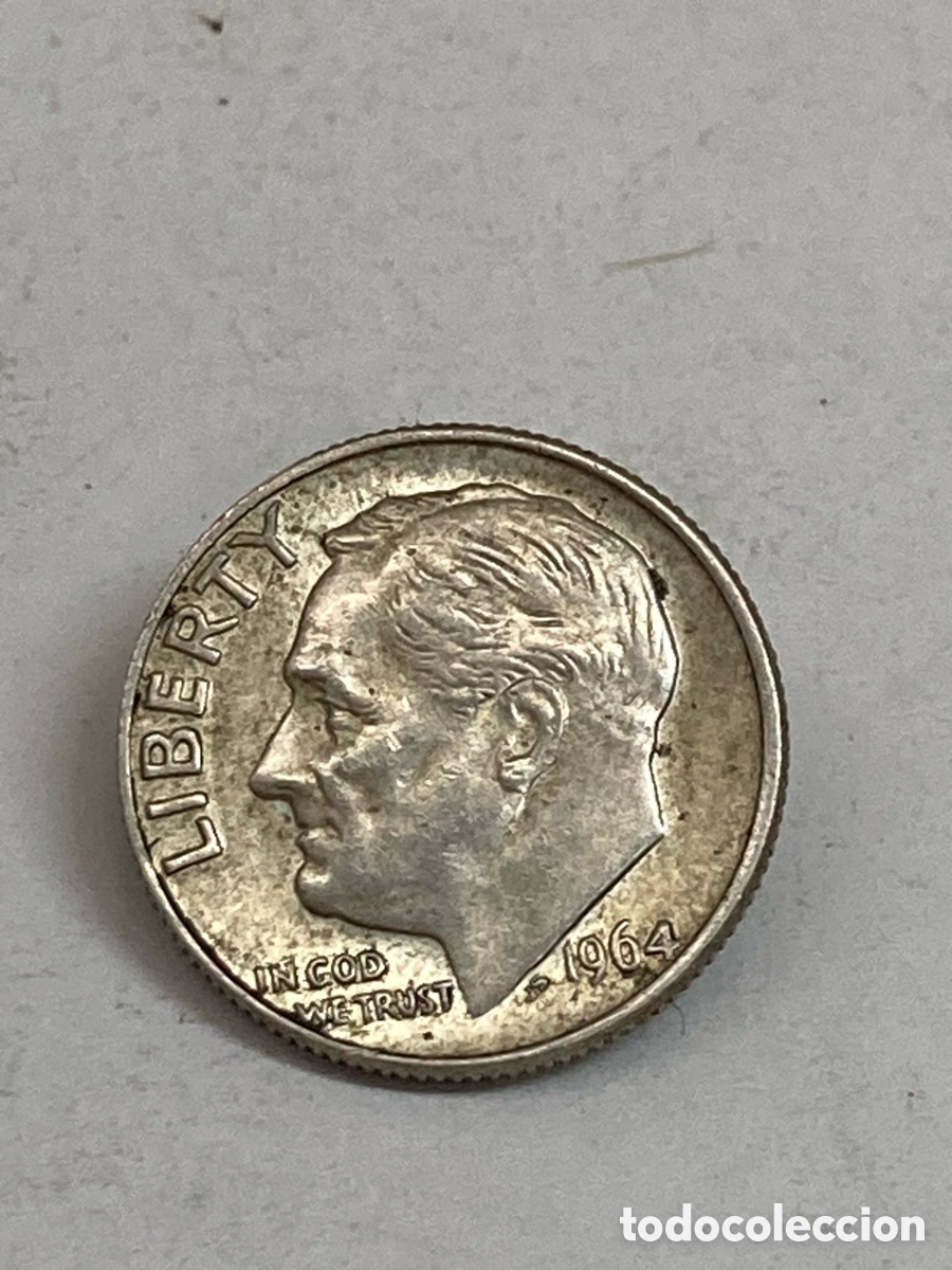 Monedas antiguas de Am&eacute;rica: Moneda de plata One Dime 1964