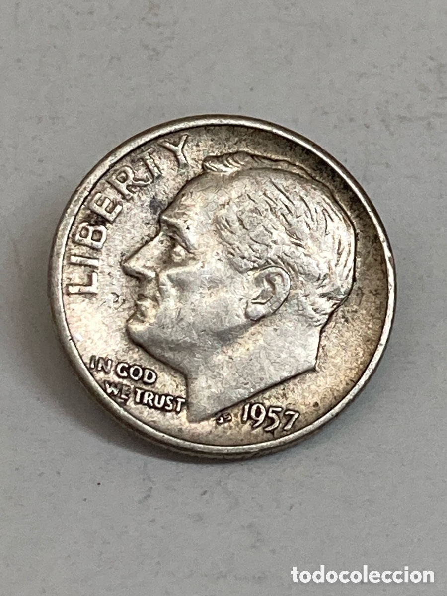 Monedas antiguas de Am&eacute;rica: Moneda de plata One Dime 1957