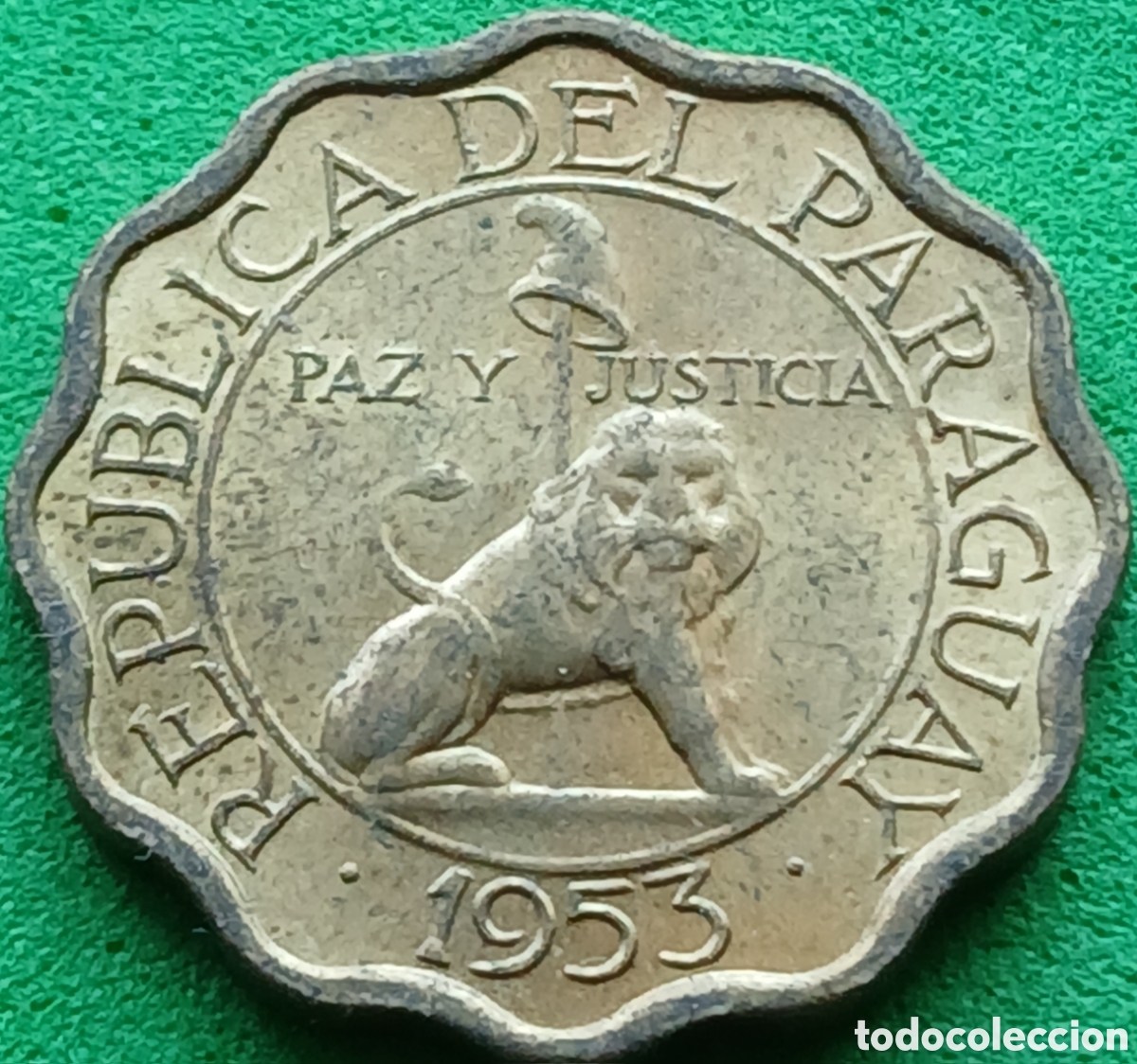 Monedas antiguas de Am&eacute;rica: Paraguay 10 centimos 1953 km#25