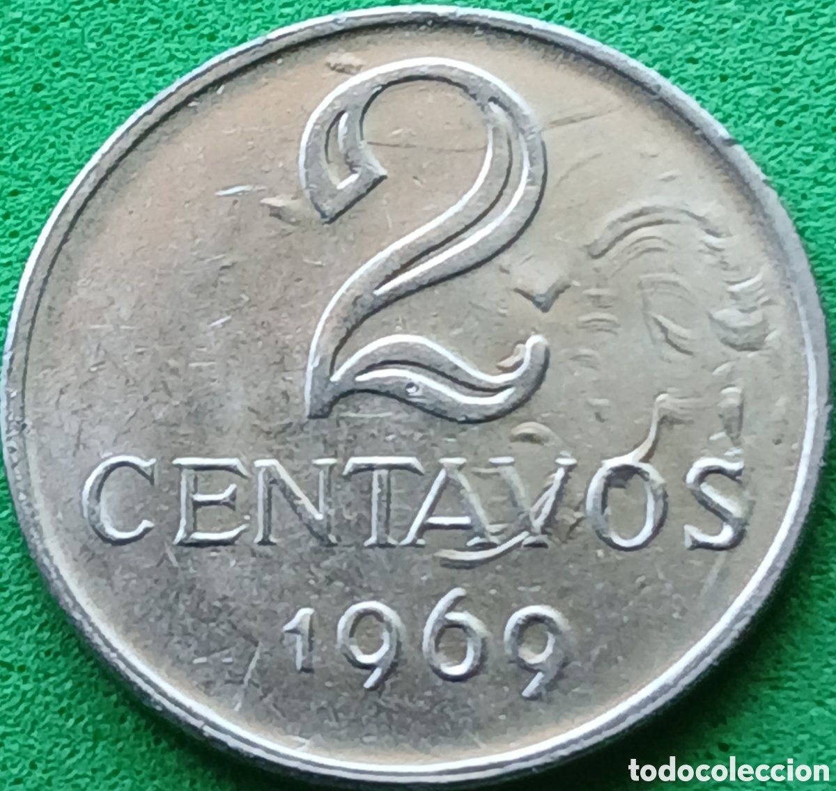 Monedas antiguas de Am&eacute;rica: Brasil 2 centavos 1969 km#576.2