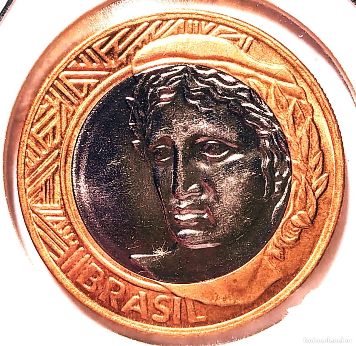 Monedas antiguas de Am&eacute;rica: BRASIL (1994-) - 1 REAL 2010 - A - 7 GR. BIMETALICA ACERO BRONCEADO CON CENTRO DE ACERO