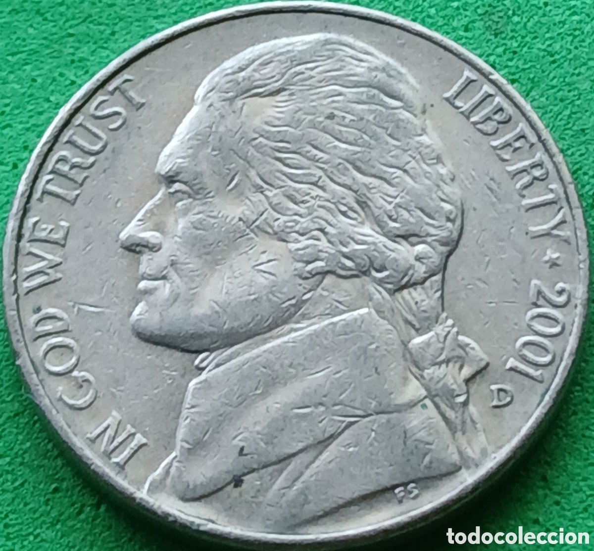 Monedas antiguas de Am&eacute;rica: USA five cents 2001 D km#A192
