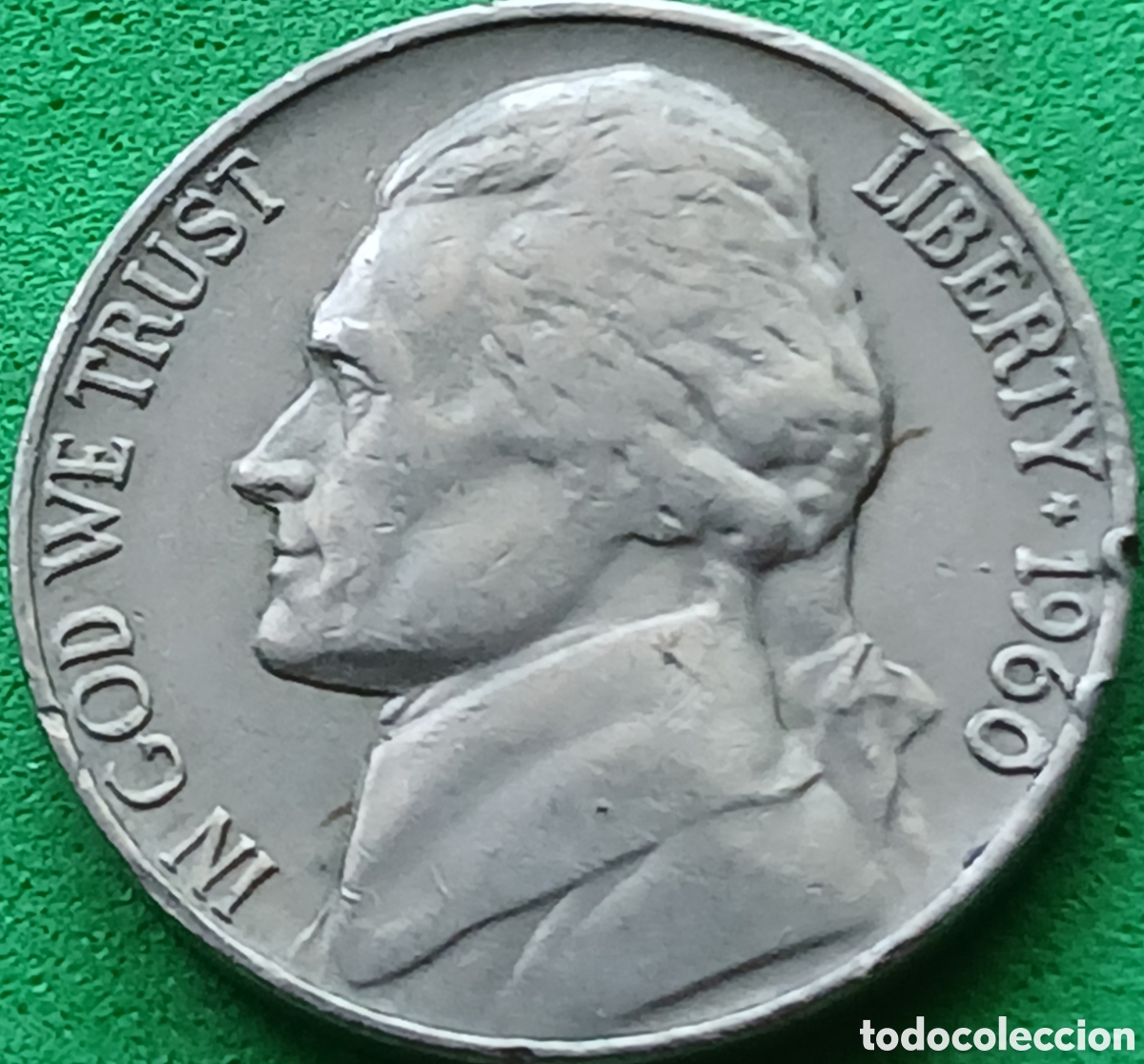 Monedas antiguas de Am&eacute;rica: USA five cents 1960 D km#A192