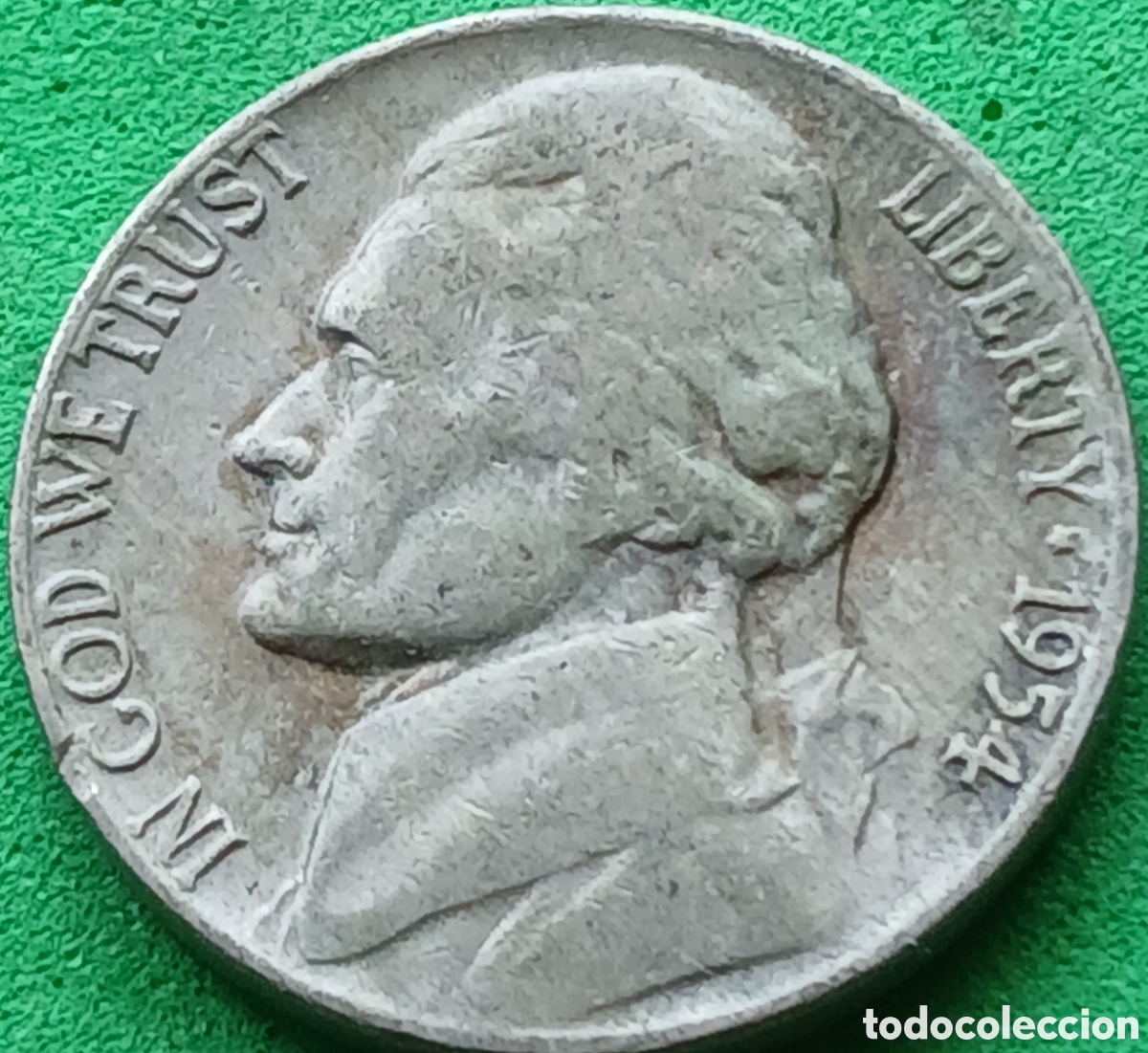 Monedas antiguas de Am&eacute;rica: USA five cents 1954 D km#A192