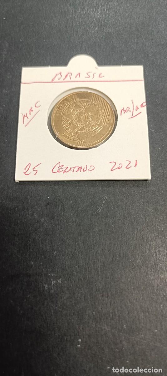 Monedas antiguas de Am&eacute;rica: BRASIL 25 CENTAVOS 2021 MBC KM=650 (BRONCE-ACERO)