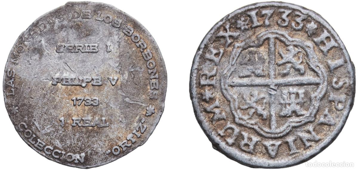 Monedas antiguas de Am&eacute;rica: Chile Republic ND Token - Coleccion Ortiz: 1 Real 1733 1.96g VF