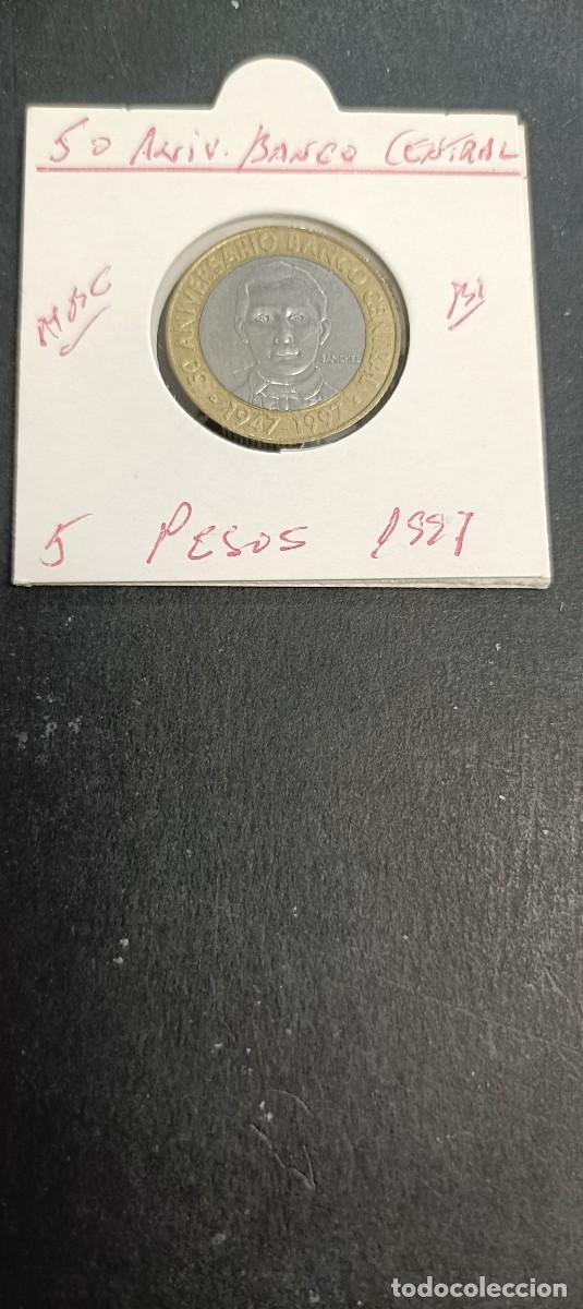 Monedas antiguas de Am&eacute;rica: REPUBLICA DOMINICANA 5 PESOS 1997 MBC KM=88 (BIMETALICA)50 ANIV. BANCO CENTRAL