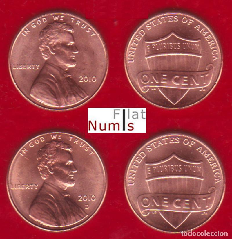 Monedas antiguas de Am&eacute;rica: ESTADOS UNIDOS - 1 CENT - 2010 P - 2010 D - LINCOLN SHIELD - SIN CIRCULAR