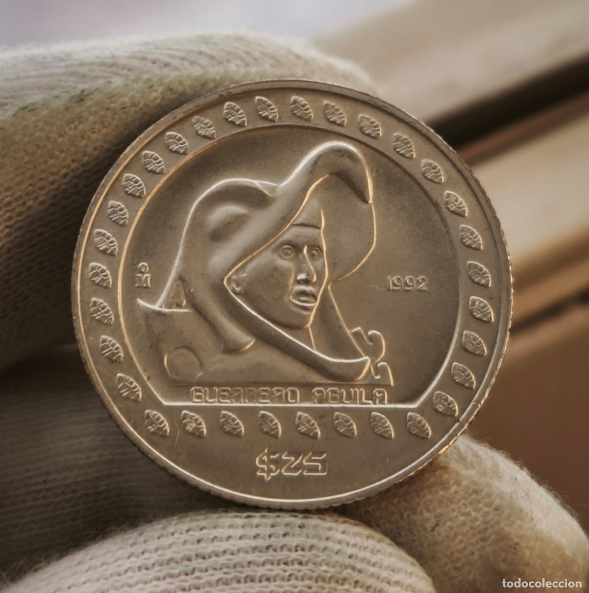 Monedas antiguas de Am&eacute;rica: M&eacute;xico 25 Pesos Guerrero &Aacute;guila 1992 Km 554 1/4 de Onza Plata Pura